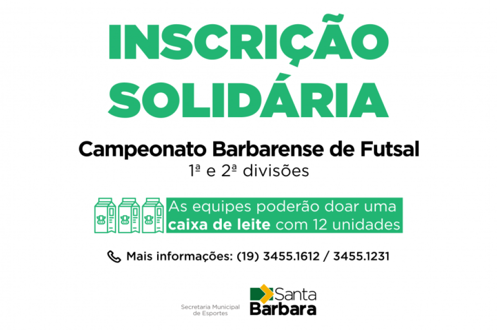 Cidades - Com “Inscrição Solidária”, equipes já podem se inscrever no Futsal da 1ª e 2ª divisões e ajudar quem mais precisa