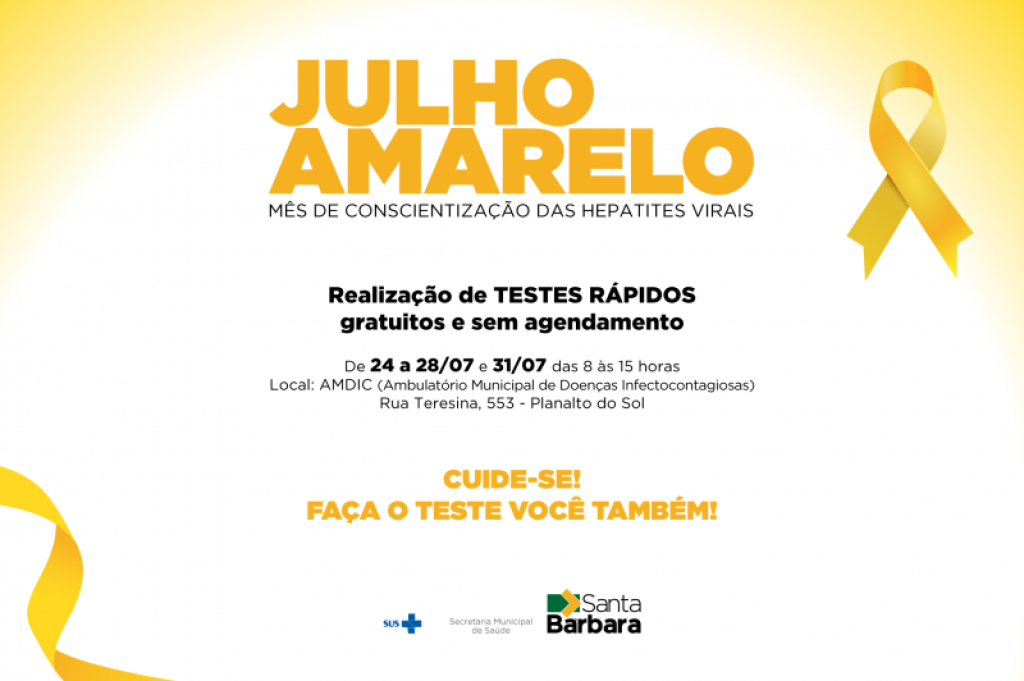 Cidades - Julho Amarelo: Mês de Conscientização das Hepatites Virais terá período de testagem em Santa Bárbara