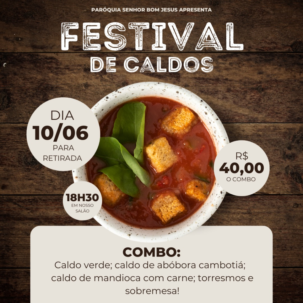 Cidades - Paróquia  Bom Jesus vende convites para Festival de Caldos